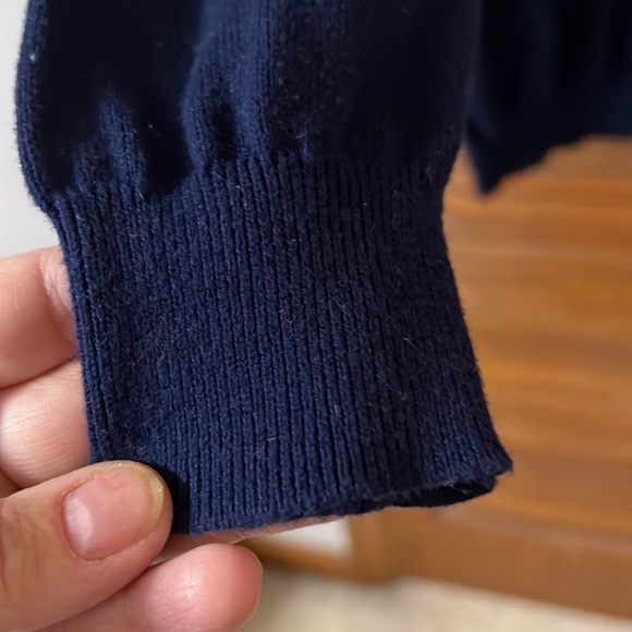 Women’s sweater XL by Oxhnitstore barely worn. Navy blue pink and yellow striped - Picture 4 of 6